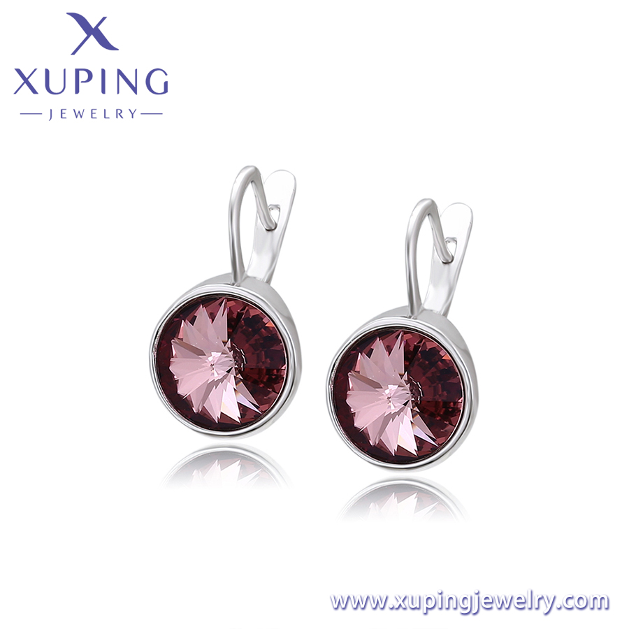 Bulk Xuping Platinum Plated Hoop Gemstone Earrings For Women